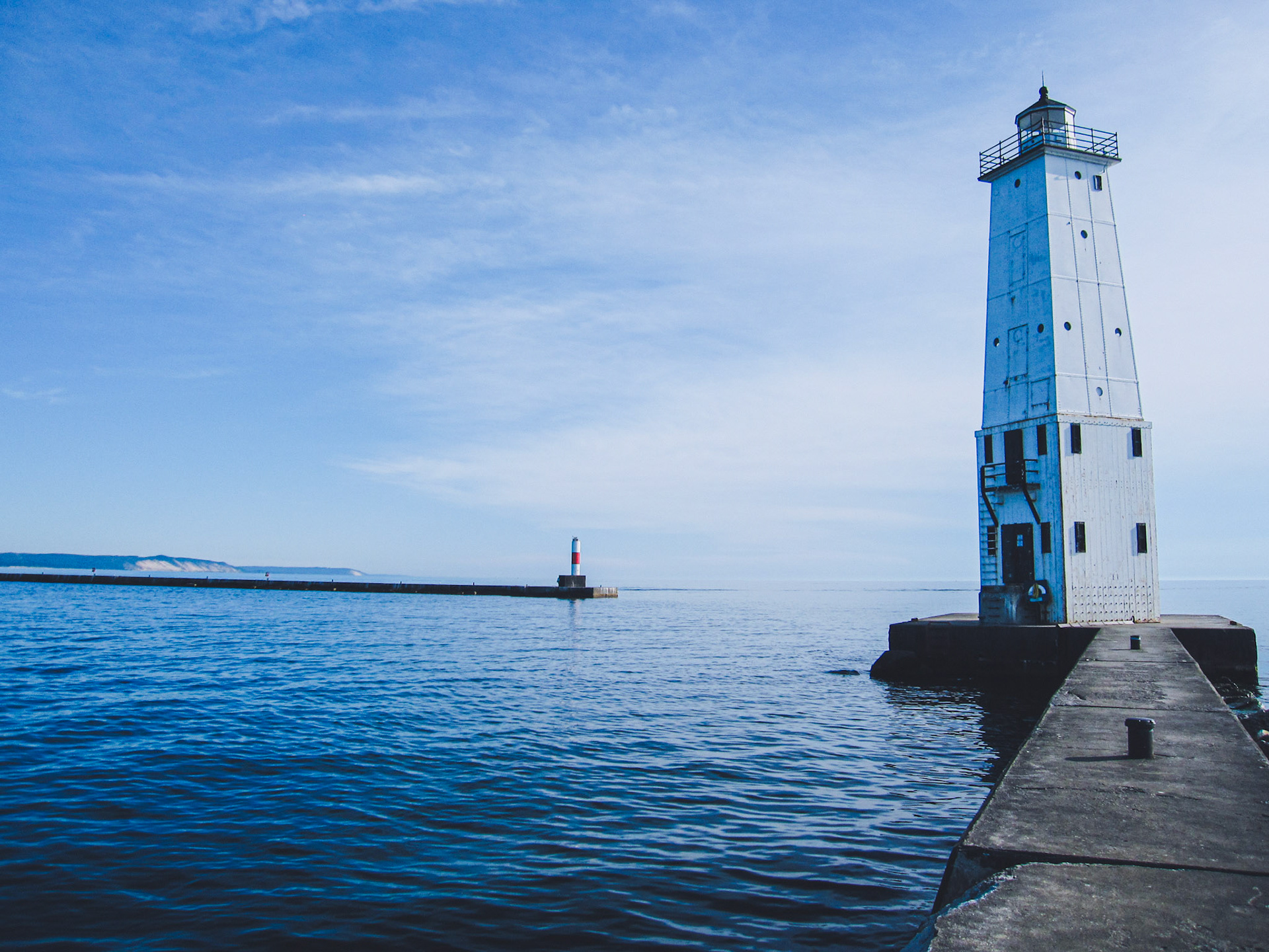 Harbor view with Frankfort North Breakwater Lighthouse