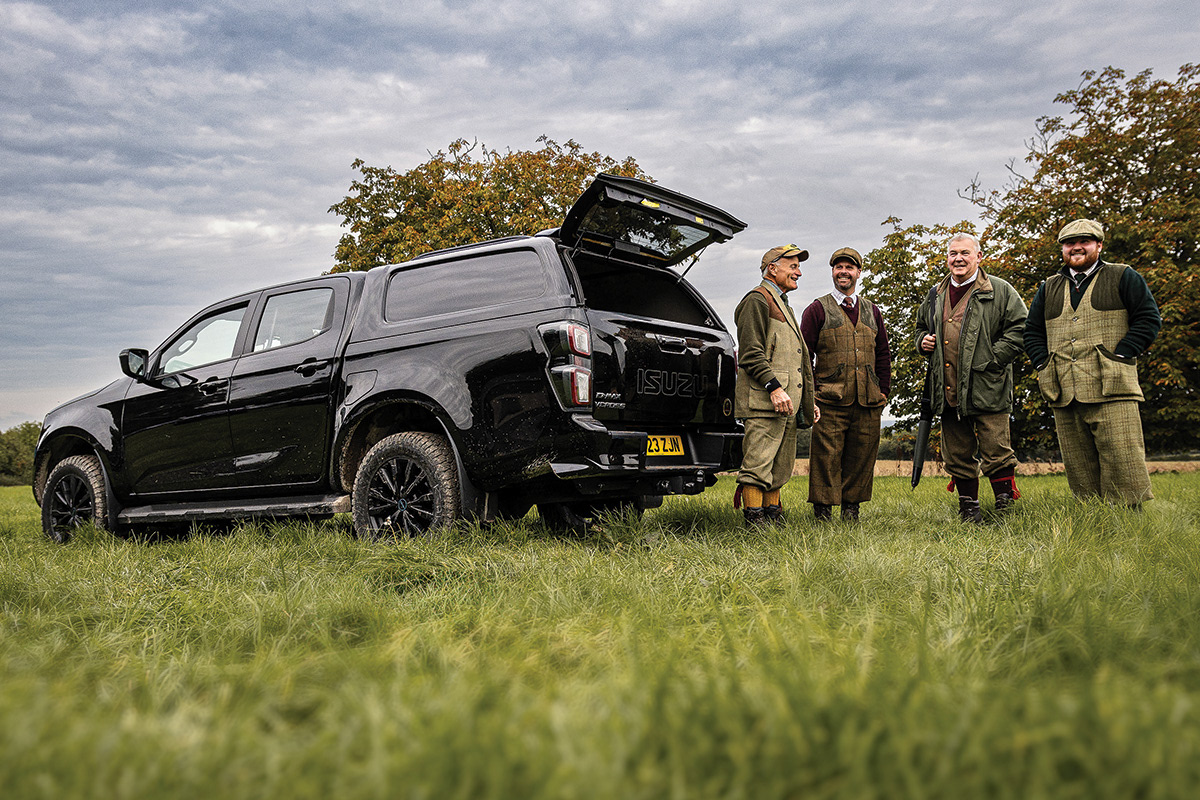 Brand imagery for the Isuzu Huntsman Model on a Game Shoot