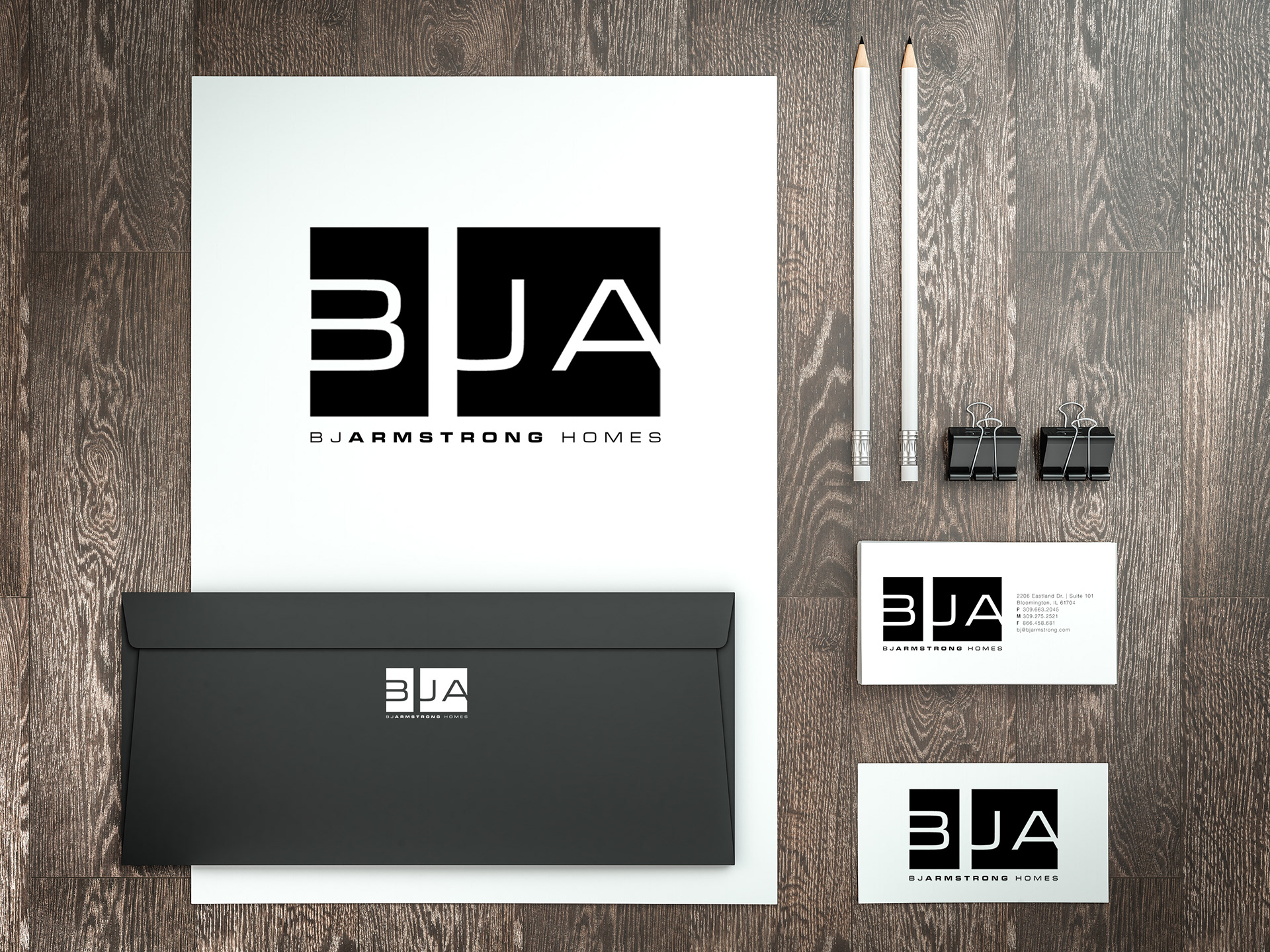 BJ Armstrong Custom Homes is a residential home building company. For this project , I completed a redesign of the brand identity to reach a niche target market for high end custom homes in the Bloomington- Normal area. 