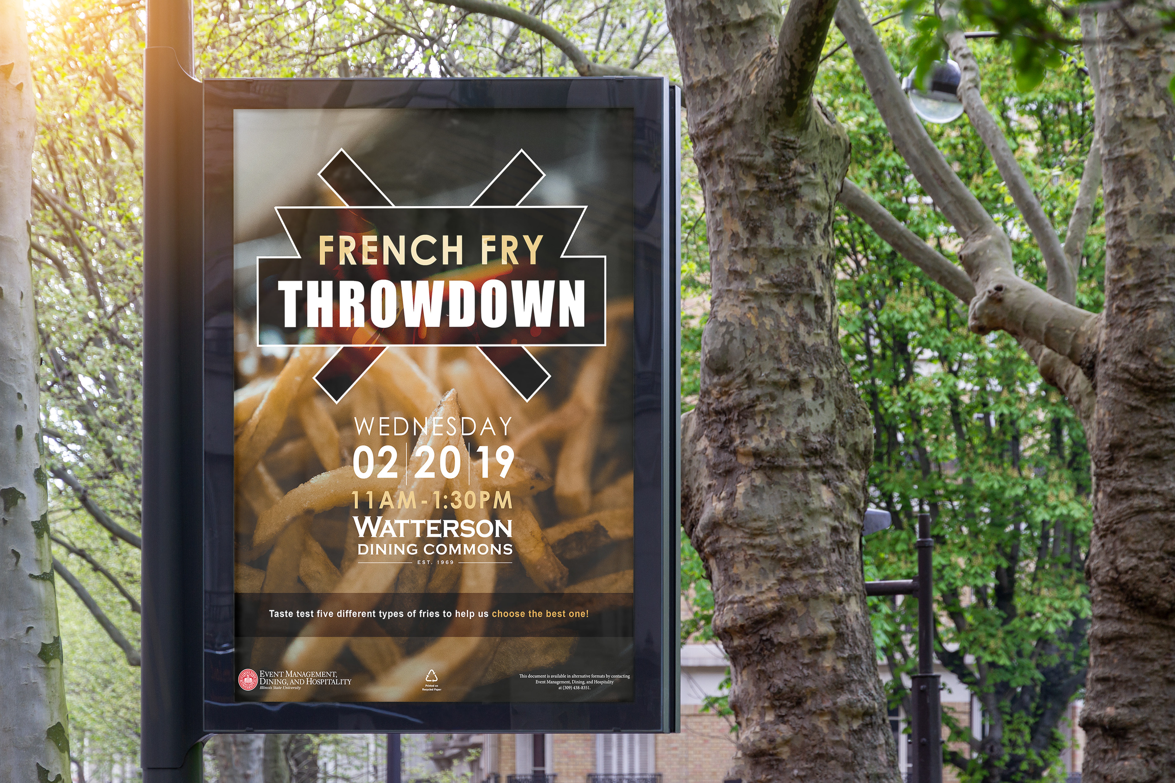 I designed advertisements for annual dinners and special events served by the Culinary Support Center at the Illinois State University's dining centers. I love to use  images that compliment the event’s theme along with clean type for easy recognition for students.