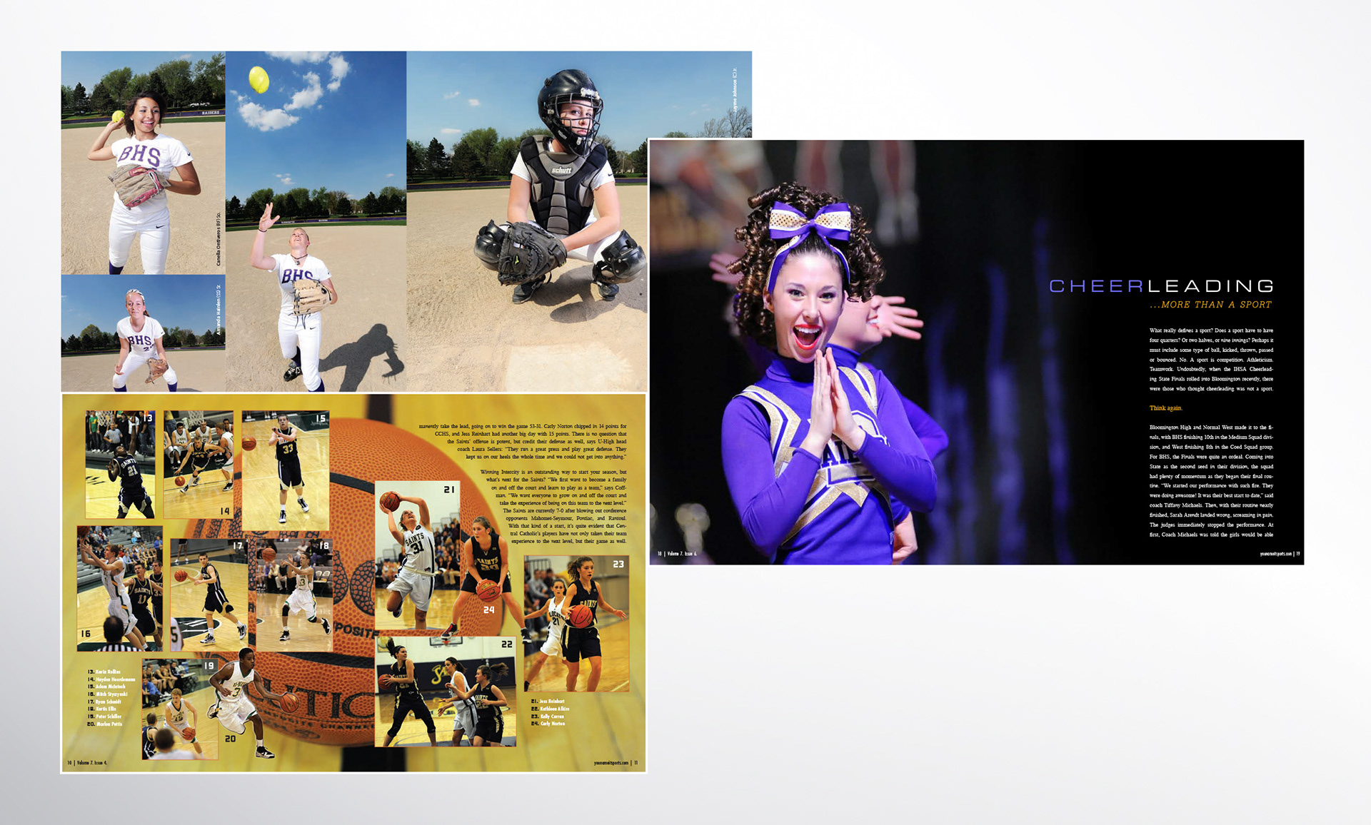 YouNameItSports is a monthly high school sports magazine that serves Bloomington-Normal High schools. I designed several layouts for featured articles and incorporated select photos from the company’s digital asset library.