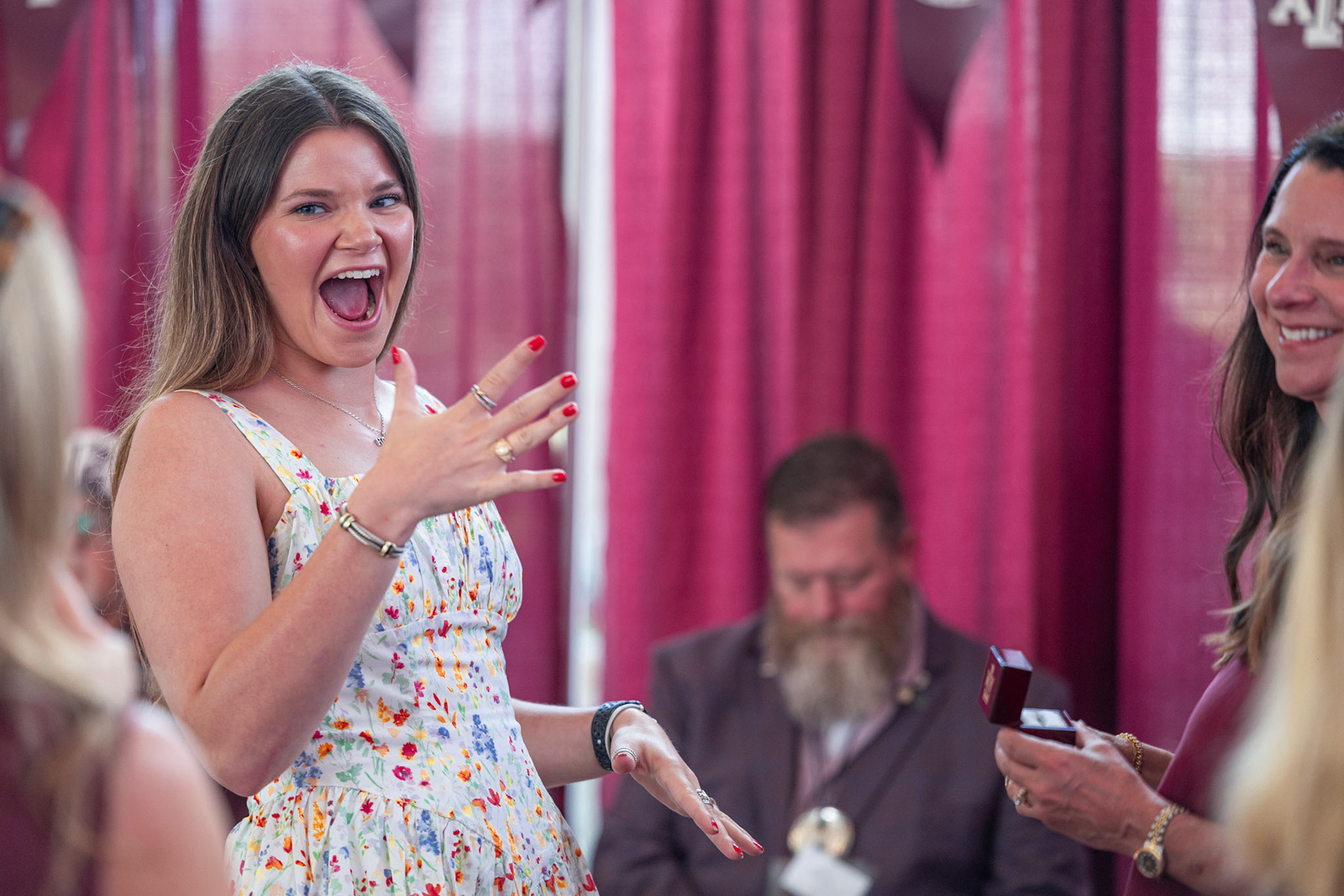 Candid portrait of aggie ring recipient at ring day