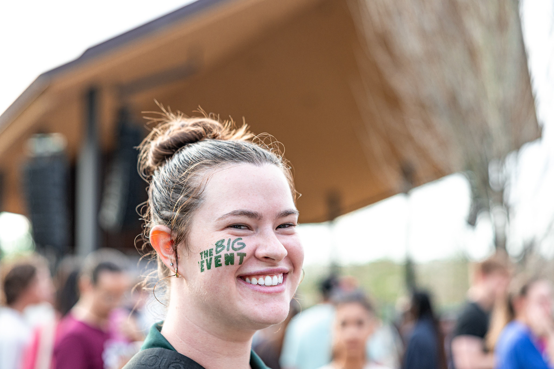 Big event volunteer poses for a candid portrait