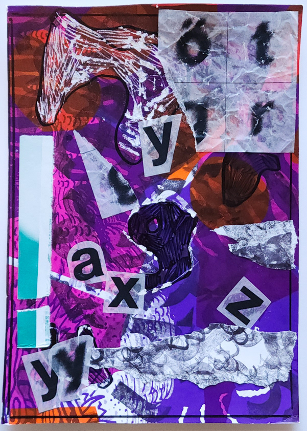 Ink, vellum, and relief on screen print