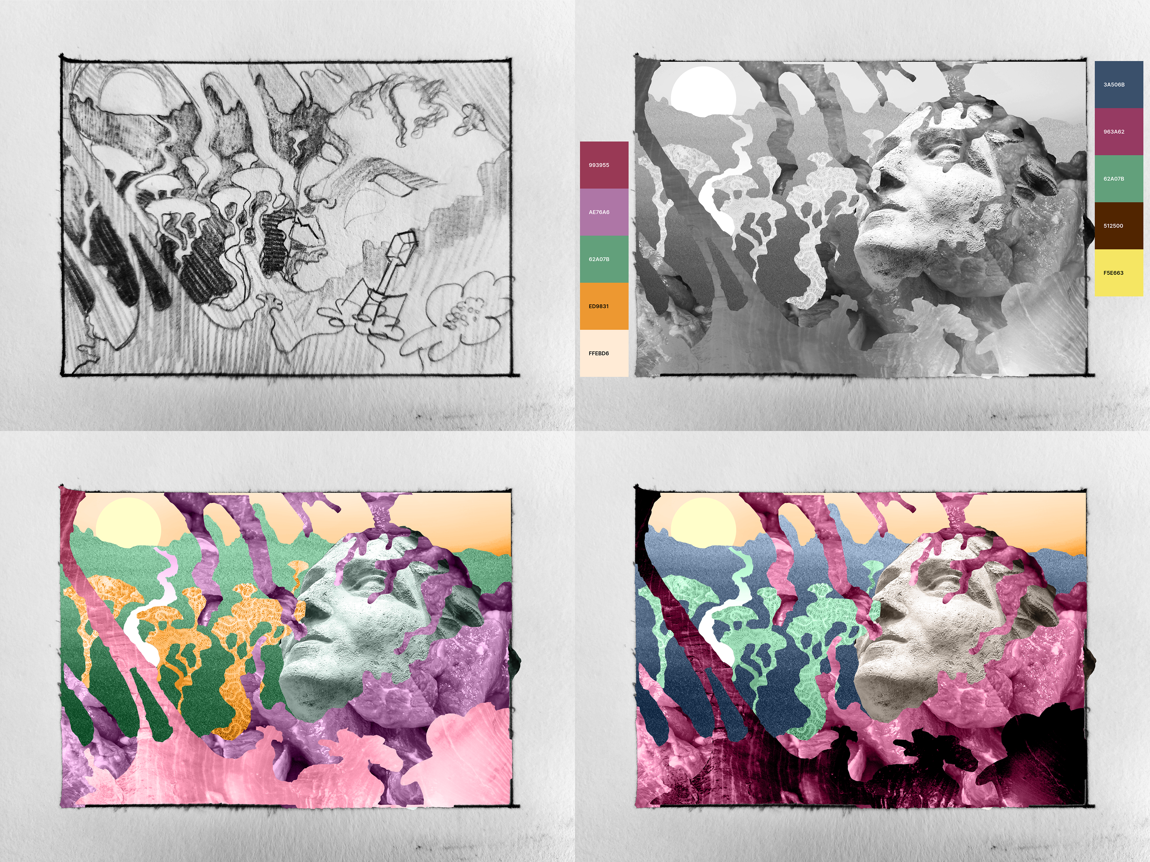 Initial sketch with palette options