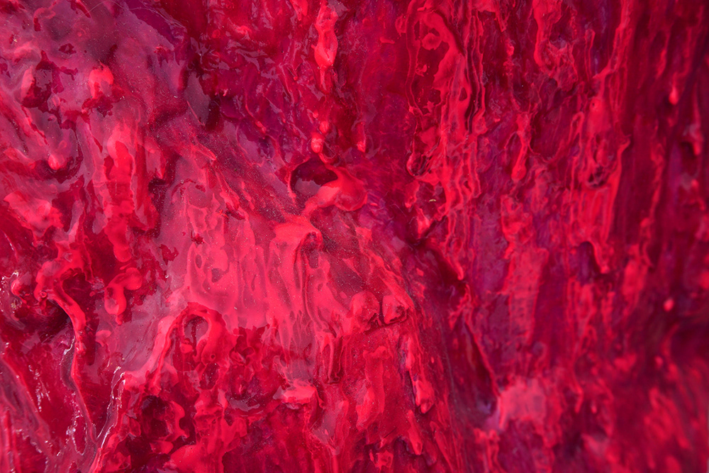 pink, craggy surface of sculpture