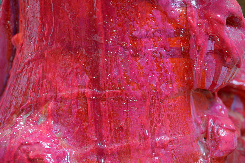 craggy, pink surface detail