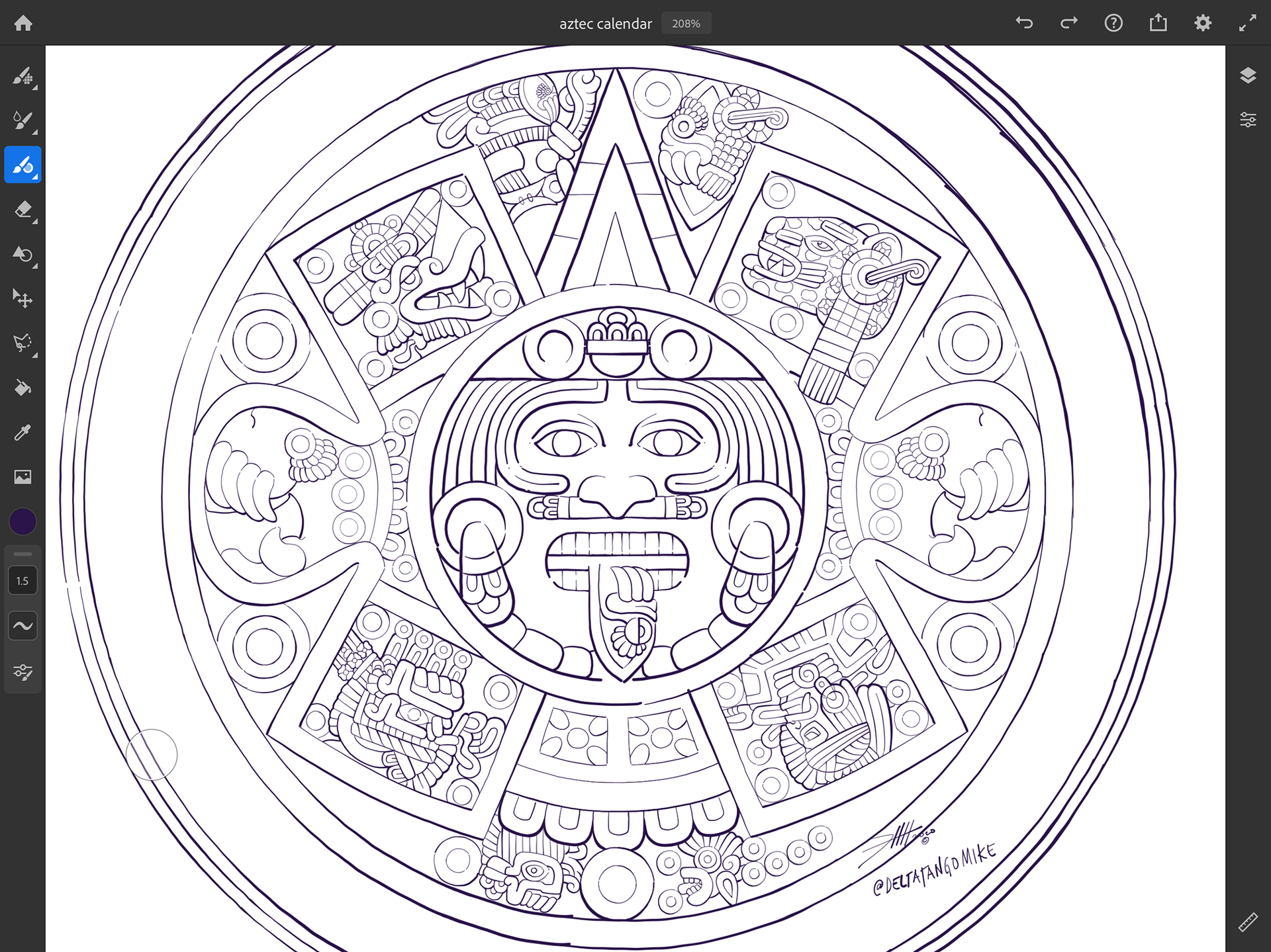 Aztec Calendar Coloring Page