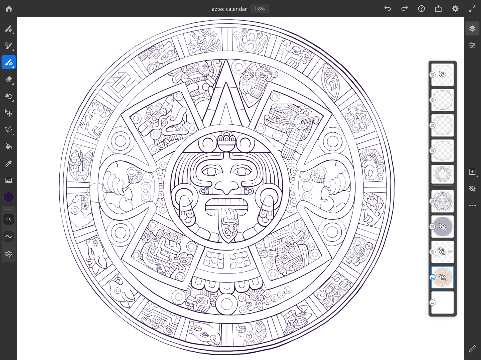 Aztec Calendar Coloring Page