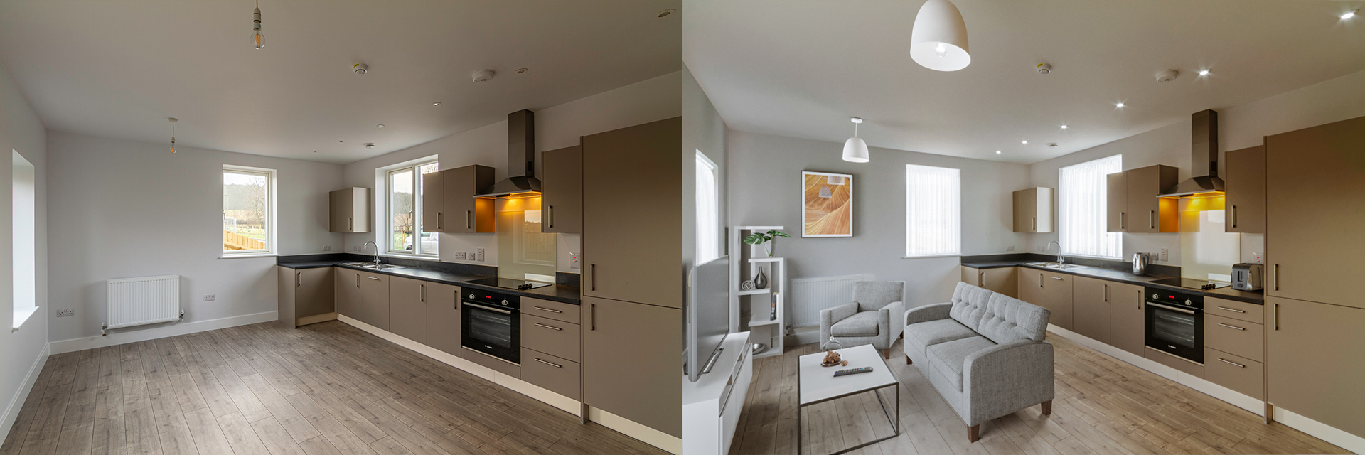 3D furniture composited into a 2D photo - Cinema 4D and Corona Renderer