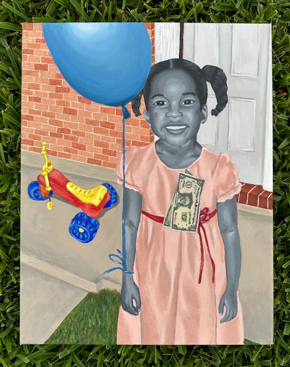 Pin A Dollar On Me, 2023, 11x14 inches, Acrylic on Canvas