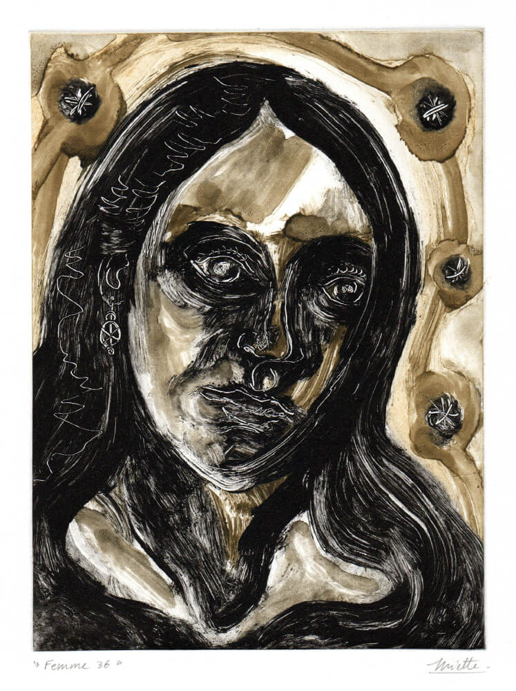 Femme 36 - Monotype deux plaques - 15 x 20 cm - Cours de peinture à l'huile Paris 13 - Artiste Peintre Jean-Baptiste Miette