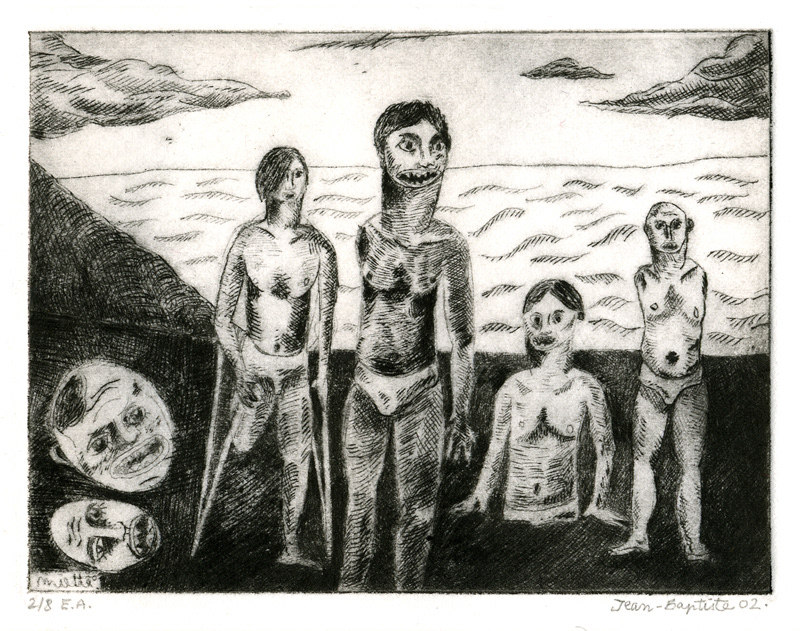 Les amputés Gravure - Pointe sèche - 9 x 12 cm - 2002