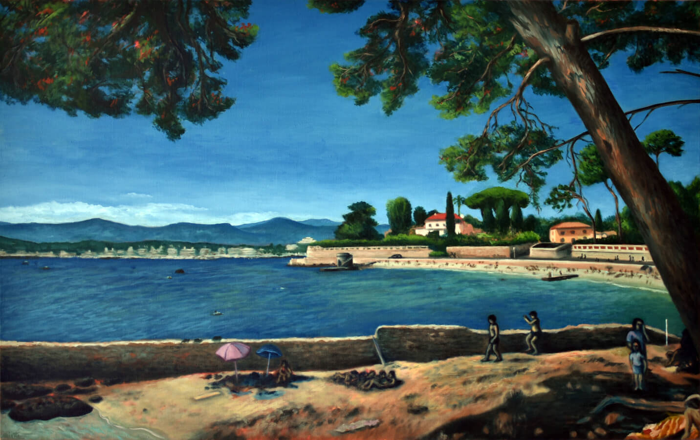 Vue du cap d'Antibes - Huile sur toile - 116 x 73 cm - Décembre 2025 - Cours de peinture Paris 13 - Peinture à l'huile - Jean-Baptiste Miette Artiste Peintre