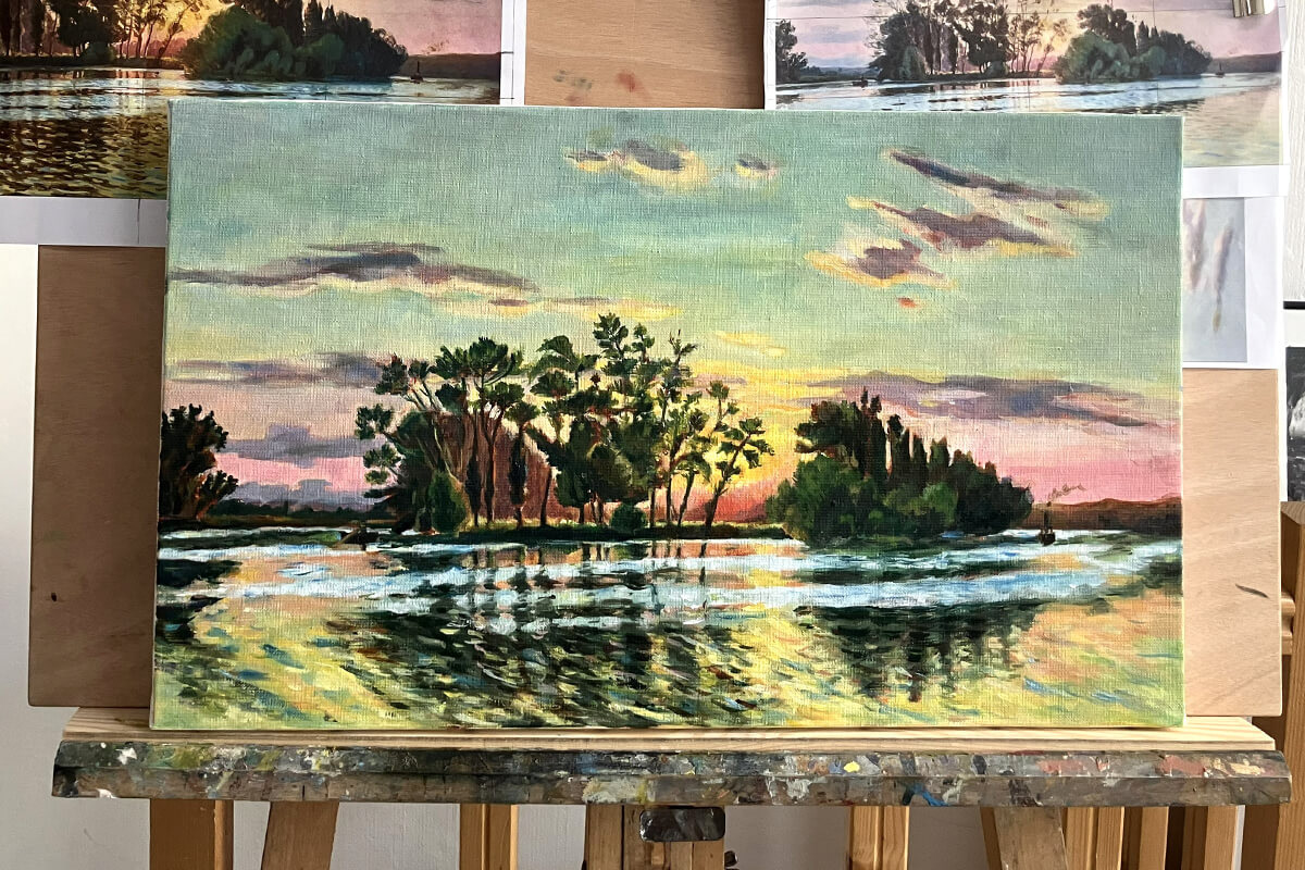 Clotilde : étude d'après Charles Guilloux "Effet de gel le matin", 1904.