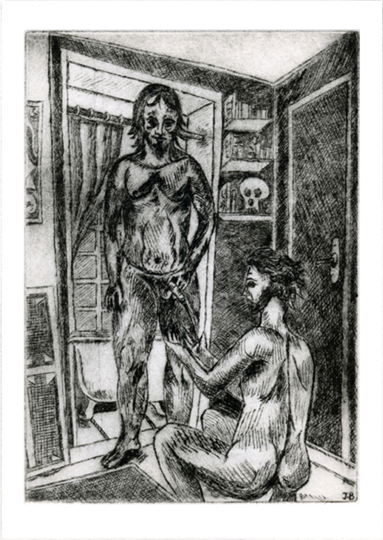 « La notion de partage, tu connais ? » Gravure - Pointe sèche - 9 x 12 cm - 2005