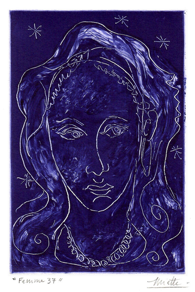 Femme 37 - Monotype - 10 x 15 cm - Mai 2026 - Collection particulière - Cours de peinture à l'huile Paris 13 - Artiste Peintre Jean-Baptiste Miette