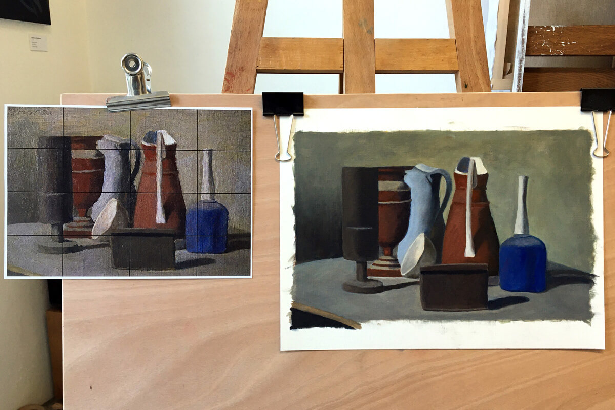 Laurence : étude d'après Giorgio Morandi "Nature morte", 1943.