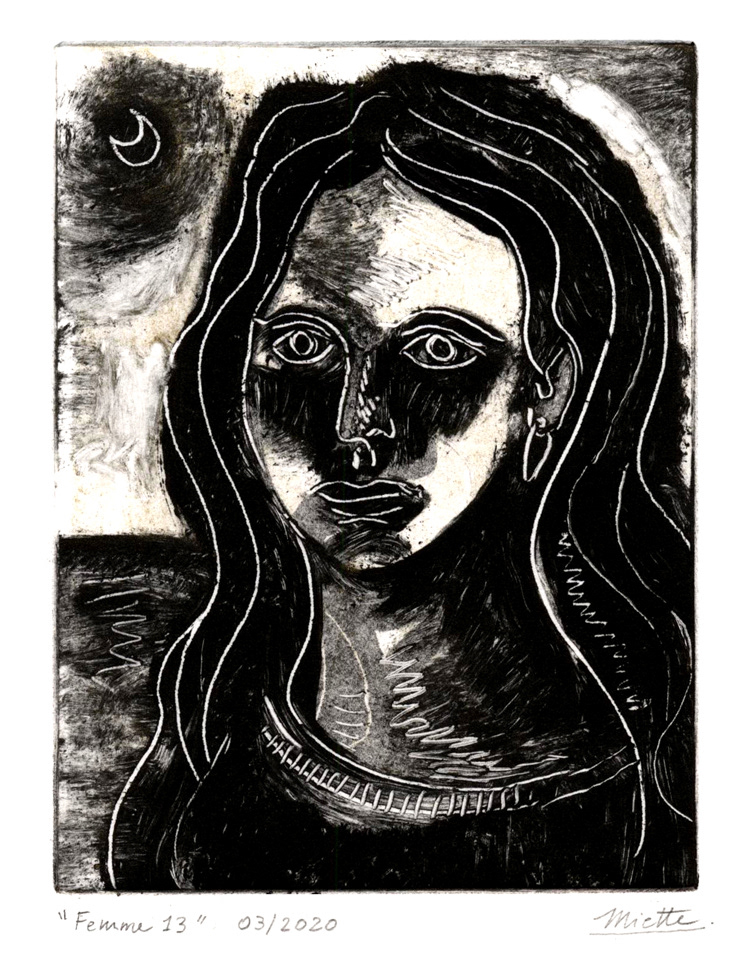 Femme 13 Monotype - 9 x 12 cm - Mars 2020