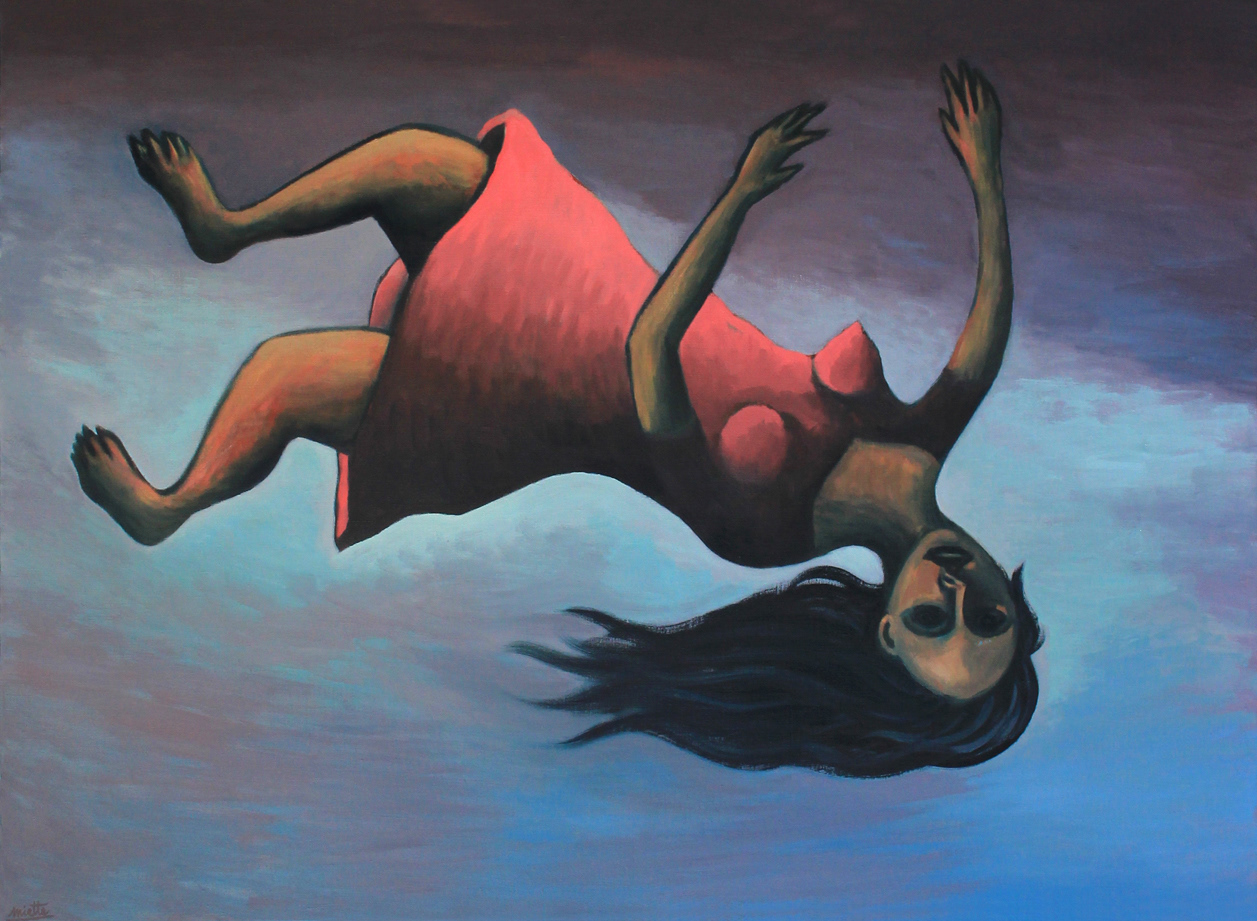 La chute Huile sur toile - 100 x 73 cm - juin 2018