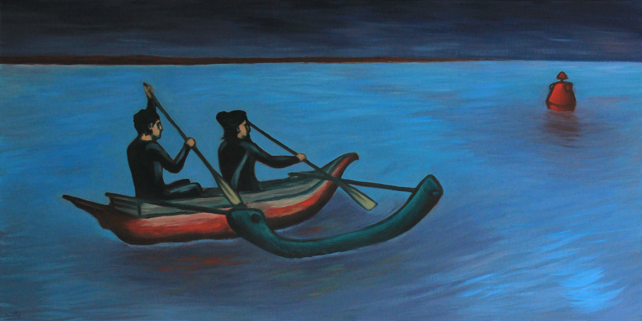 La bouée rouge Huile sur toile - 100 x 50 cm - juin 2017