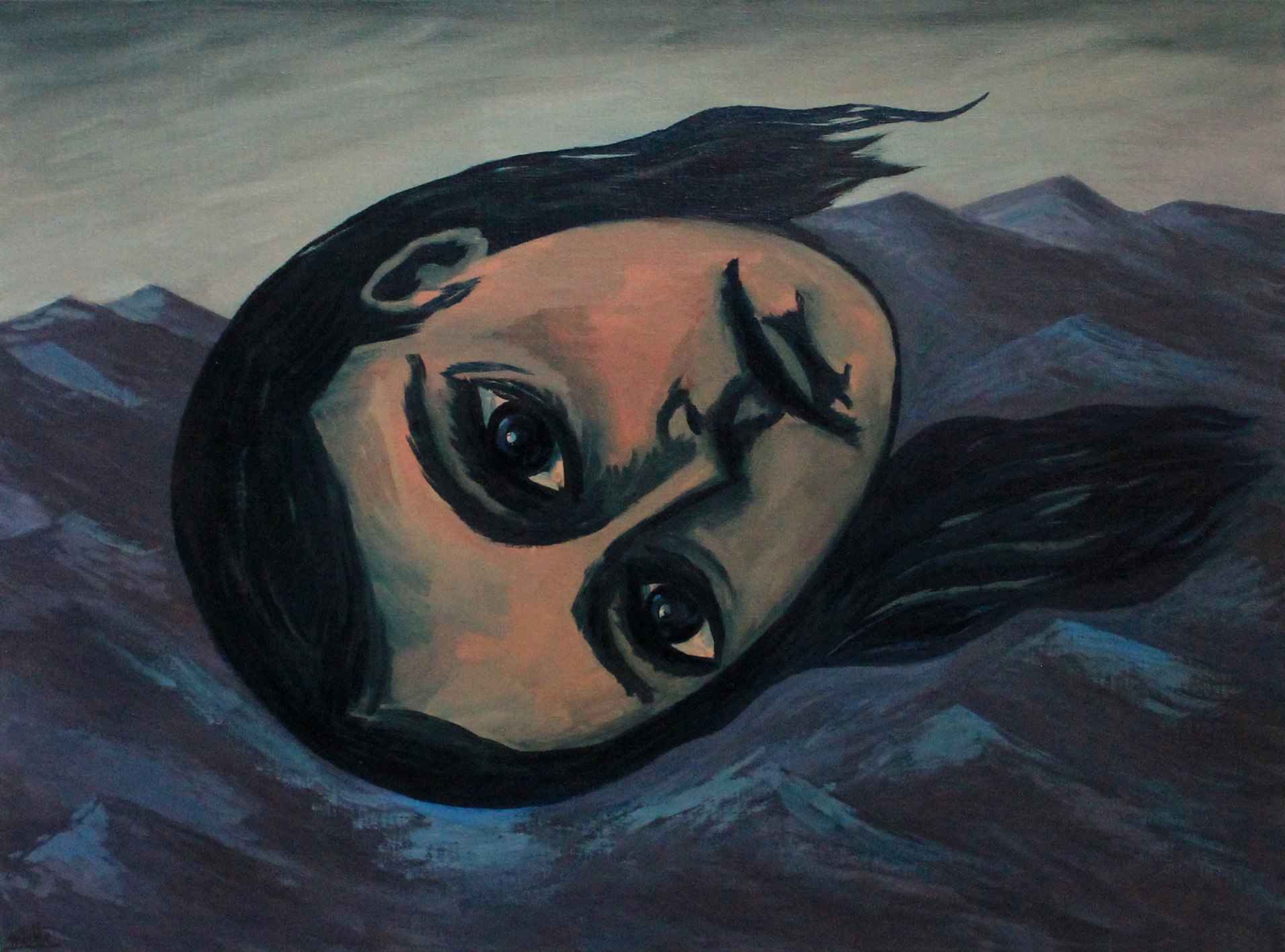 Tête dans la tempête Huile sur toile - 73 x 54 cm - Janvier 2014