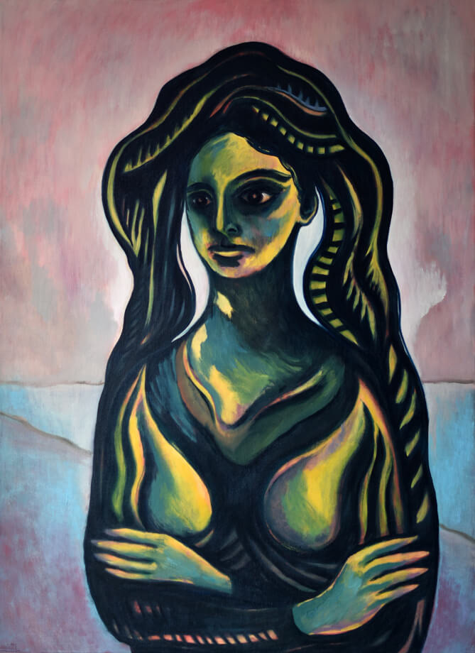La coiffe - Huile sur toile - 100 x 73 cm - Décembre 2021 - Cours de peinture à l'huile Paris 13 - Artiste Peintre Jean-Baptiste Miette