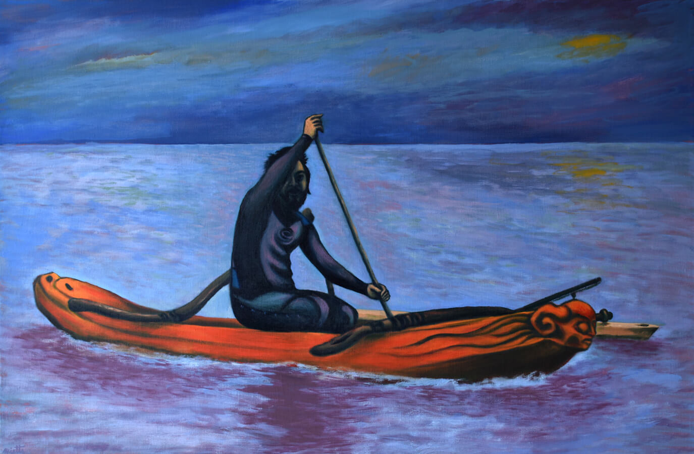 La pirogue - Huile sur toile - 100 x 65 cm - Octobre 2023 - Cours de peinture à l'huile Paris 13 - Artiste Peintre Jean-Baptiste Miette