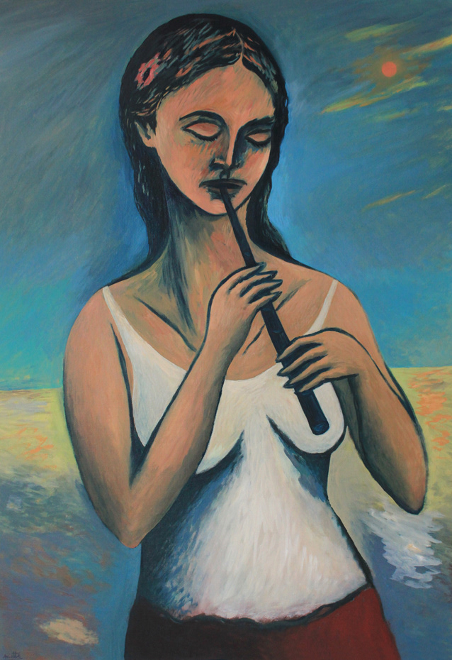 La joueuse de flûte Huile sur toile - 116 x 81 cm - octobre 2013