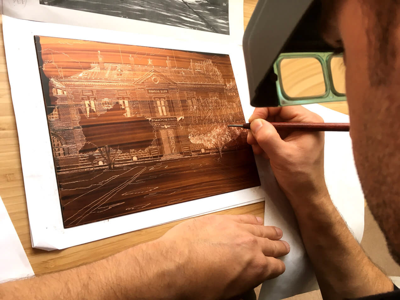 Gravure eau-forte Atelier Jean-Baptiste Miette - Vue 1 Atelier Jean-Baptiste Miette - Cours de peinture Paris 13