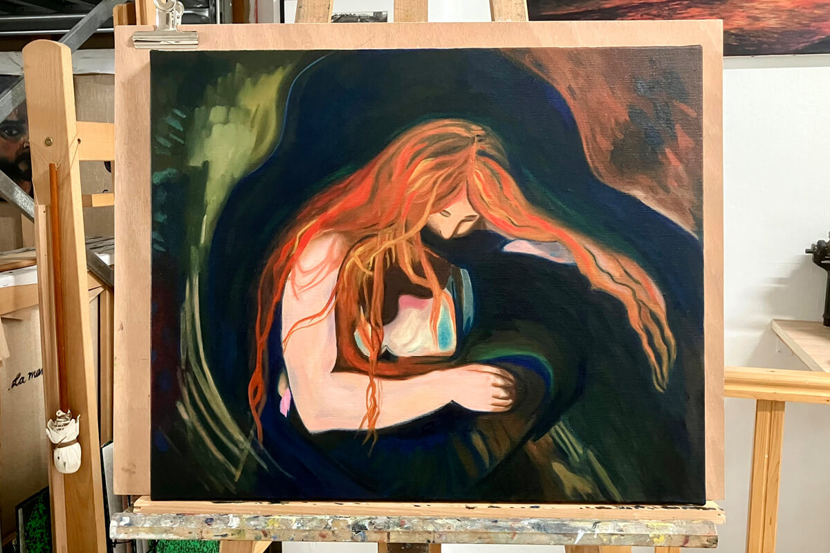 Alice : étude d'après Edvard Munch "L'Amour et la Douleur", 1895.