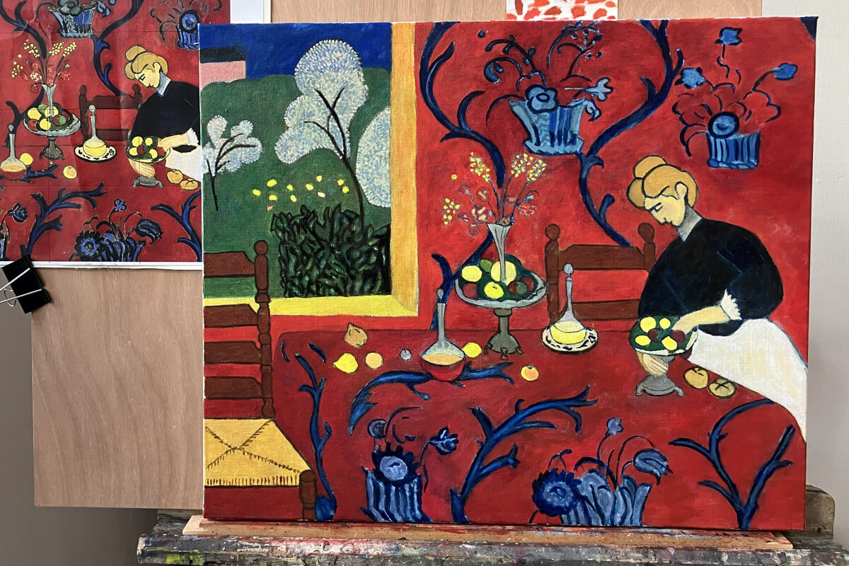 Martine : étude d'après Henri Matisse "La desserte rouge", 1908.