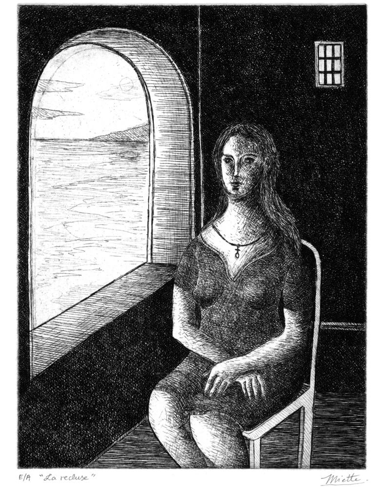 La recluse  Eau-forte - 15 x 20 cm - Mai 2020