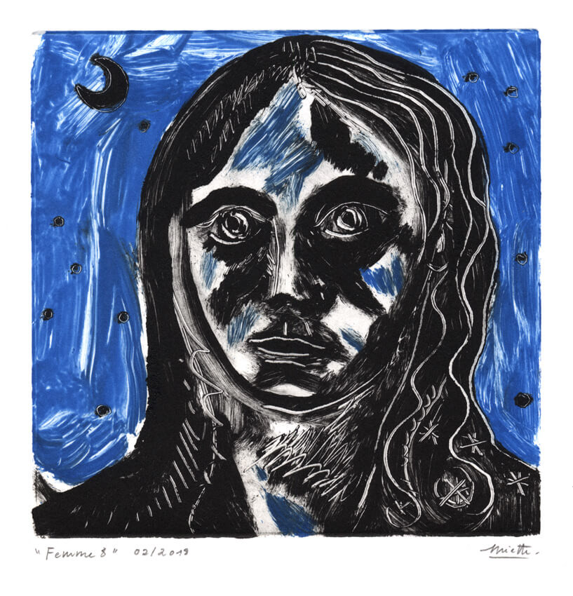 Femme 8 - Monotype - 15 x 15 cm - Février 2018 - Cours de peinture à l'huile Paris 13 - Artiste Peintre Jean-Baptiste Miette