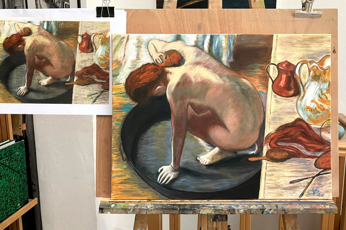Véronique : étude d'après Edgar Degas, "Le Tub", 1886.