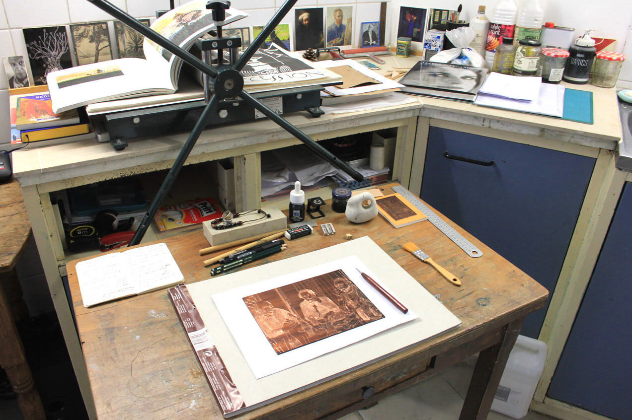 Plaque Eau-forte Atelier Jean-Baptiste Miette - Vue 1 Atelier Jean-Baptiste Miette - Cours de peinture Paris 13