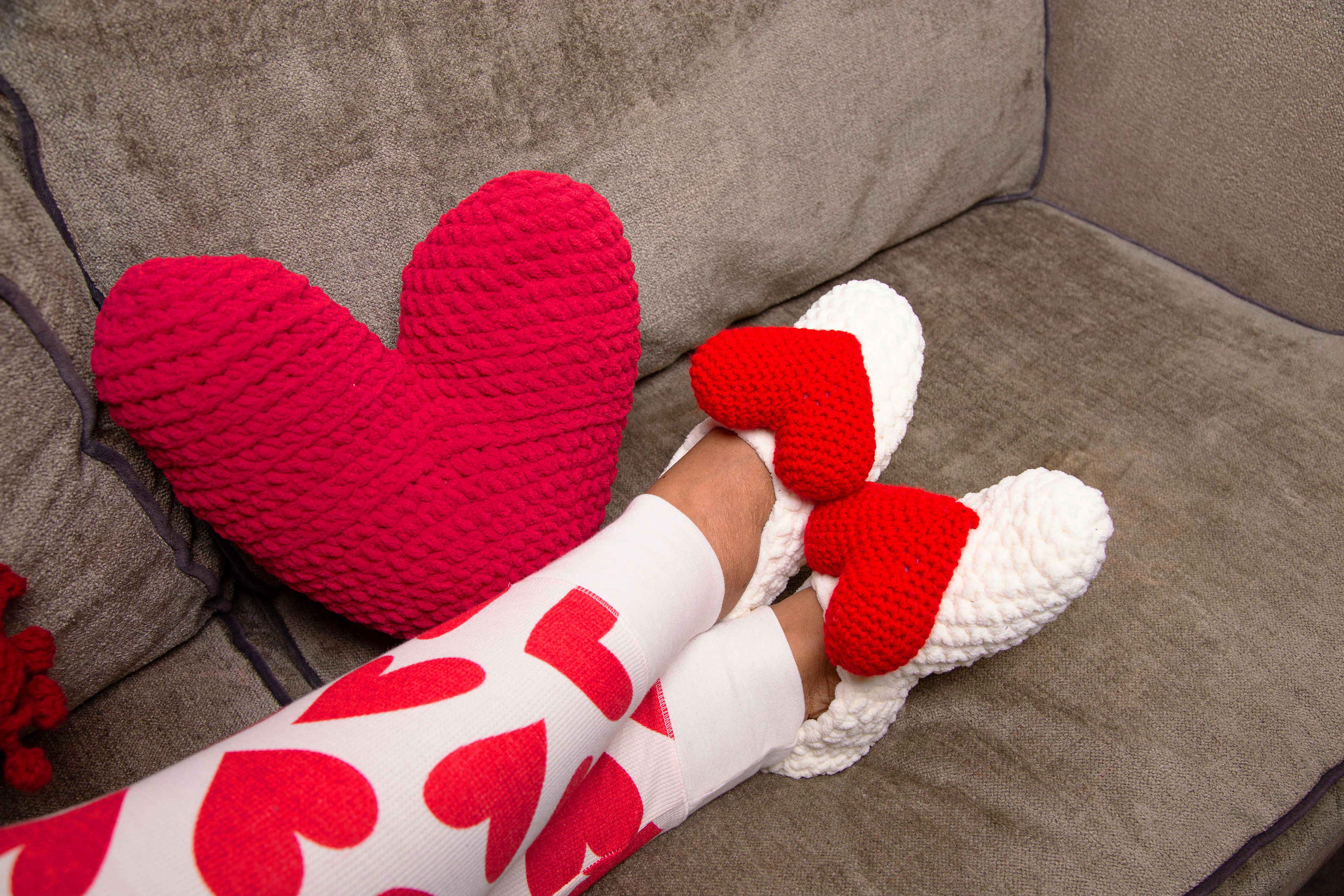 Chenille Heart Slippers Starting at $75