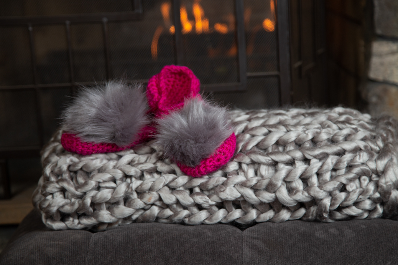 Chunky throw $200 (slippers not included)