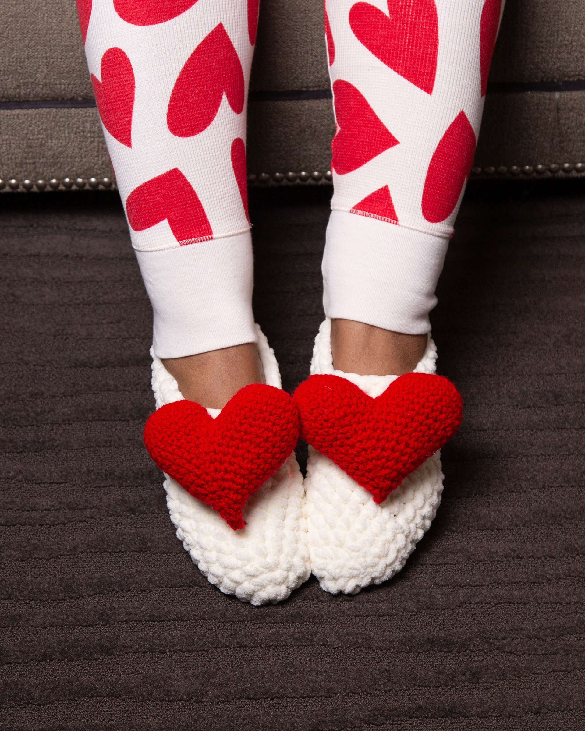 Chenille Heart Slippers Starting at $75