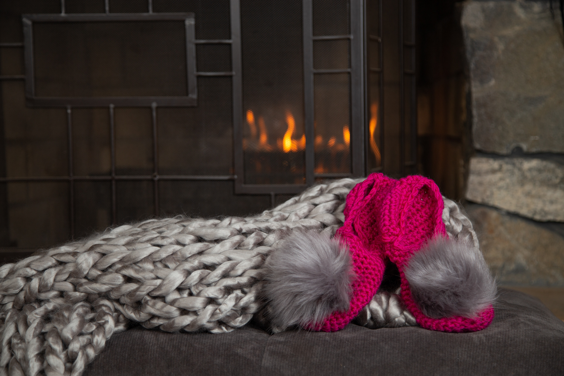 Chunky throw $200 (slippers not included)