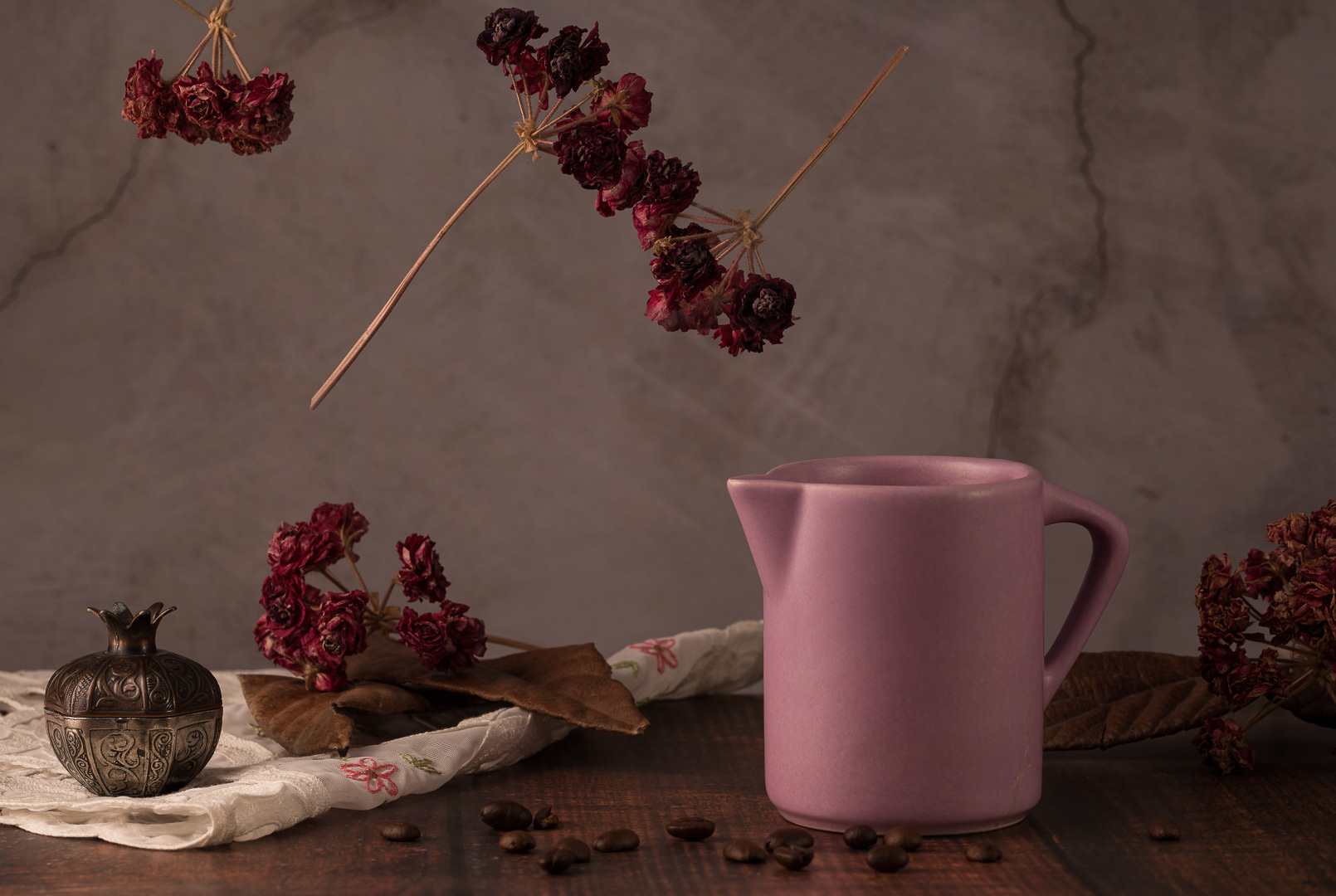Seaonal dried flowers flying