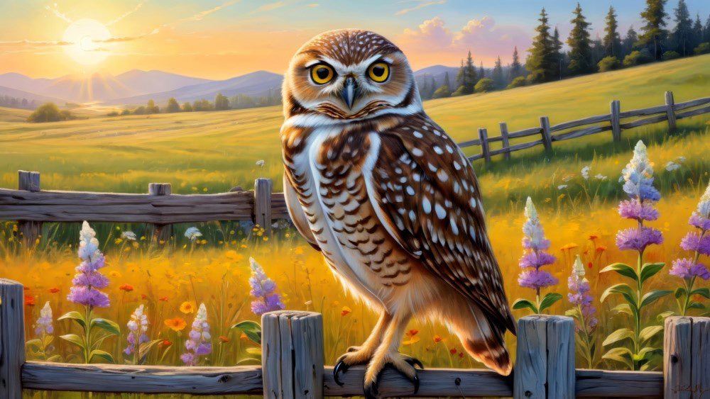 Countryside Morning of the Burrowing Owl