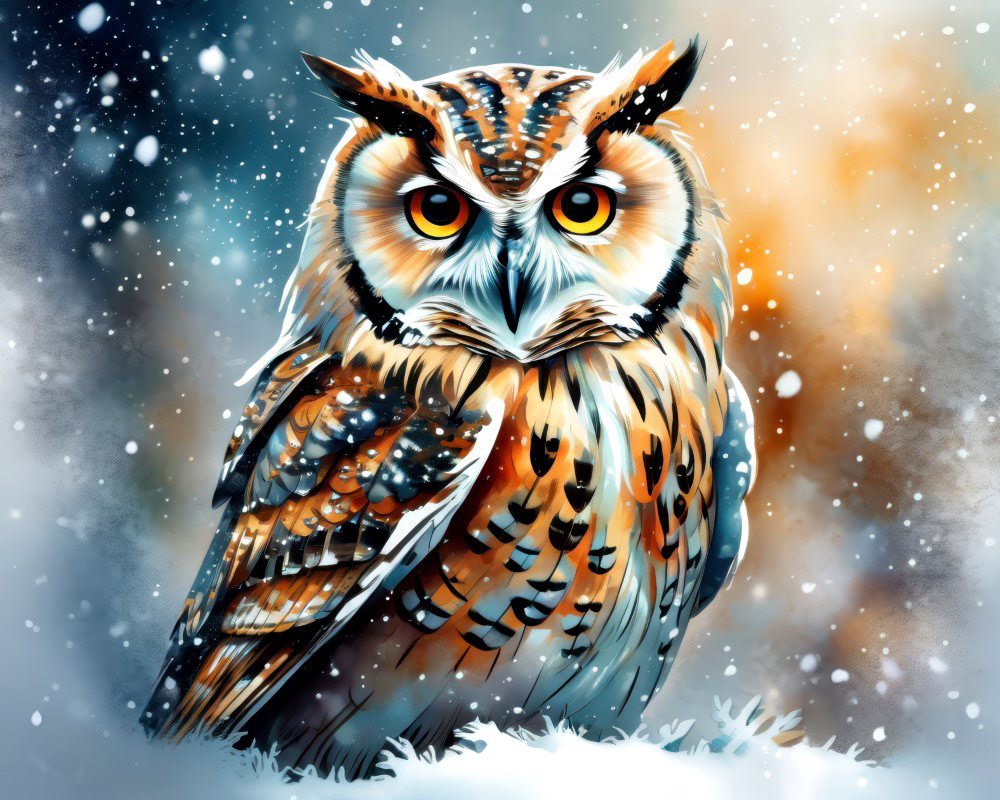 Serene Winter Owl