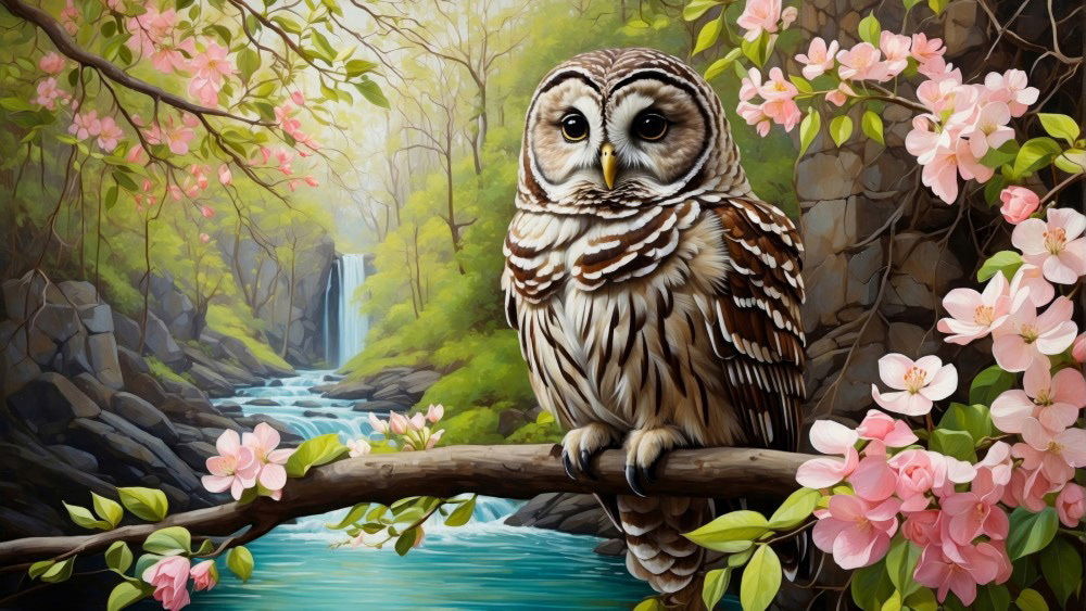 The Owl Among the Cherry Blossoms