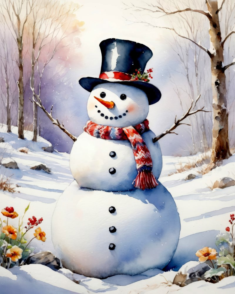 Cheerful Winter Snowman