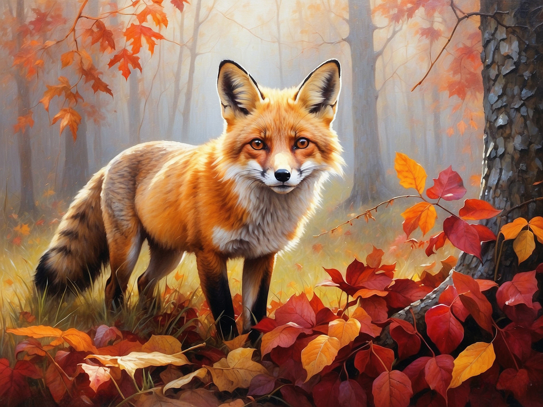 Woodland Fox in Fall Foliage