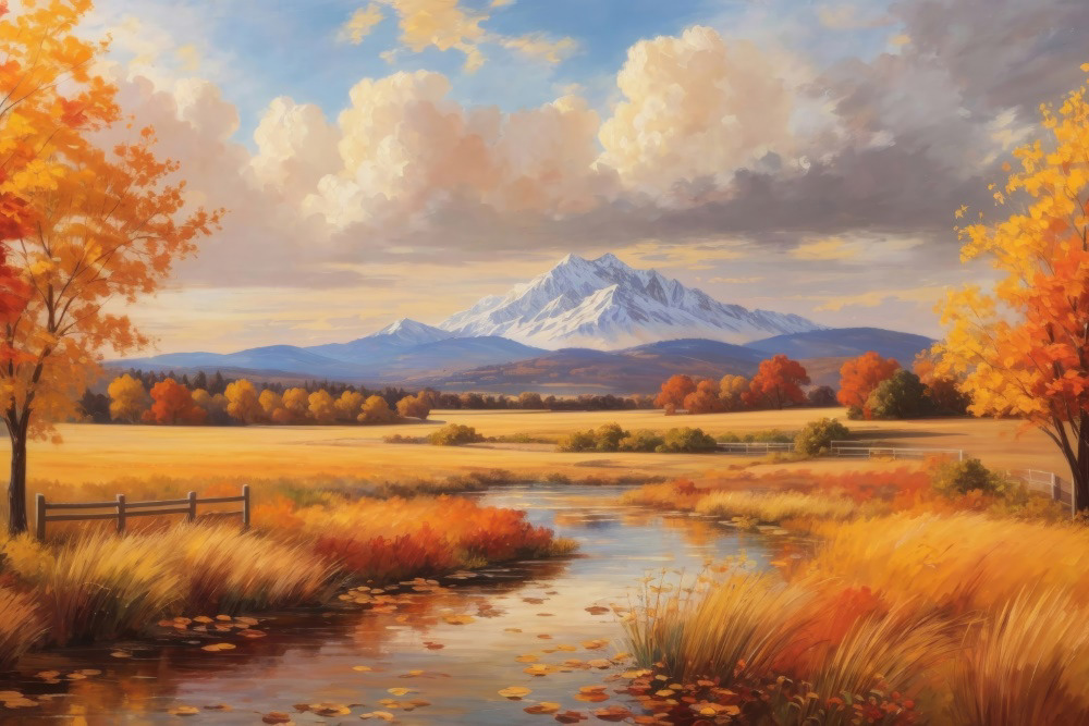 Autumn Meadow and Mountain