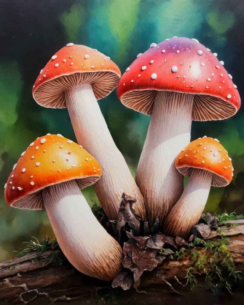 Orange and Red Mushrooms