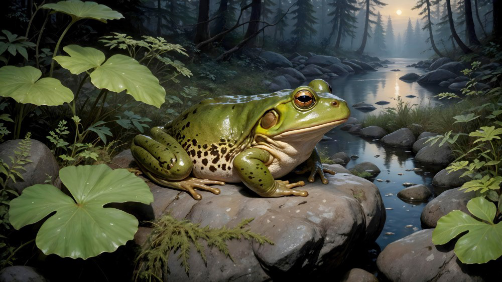 Bullfrog by the Woodland Creek