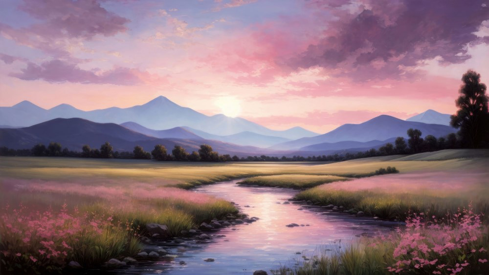 Pink Dawn Along the River